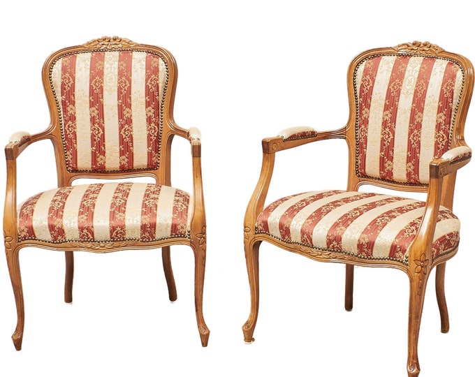 Vintage  Rococo Armchair | French Louis XV Carved Rococo Armchair, 1800-1900s | Fauteuil Armchair | Chaise de Style Louis XV