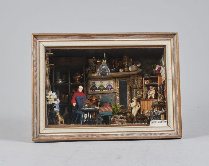 Dollhouse Window Showcase Gift  - Miniature - Antique Shop | 3D Handmade Artwork Collectible Shadow Box