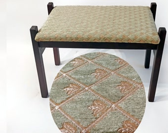 Refurbished Vintage Ottoman from USSR times | Reupholstered with Jacquard fabric Footrest Foot stool