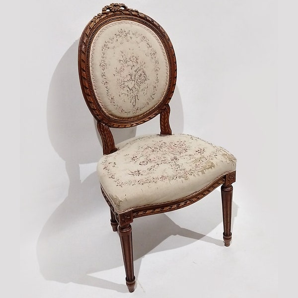 1800s Antique Old Chair Rococo | Chaise de Style Rococo | Balloon Back Chair French Louis XV