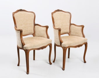 Rococo Cabriolet Armchair | French Louis XV Carved Bergere 1800-1900s | Fauteuil Chaise de Style