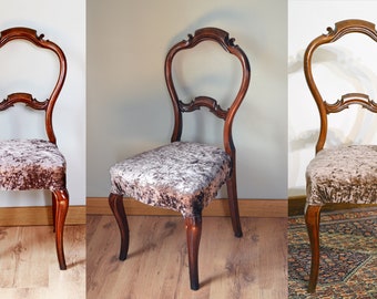 Antique chairs 4pcs Rococo Mahogany 1890s | 4 Chaises de Style Rococo | Balloon Back 4 Chairs French