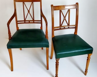 Emerald Green Leather Armchair England 900s / Chaise de Style