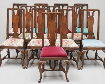 Antique 12 Chairs Set | Chaises de Style 1800s |  Restoration required
