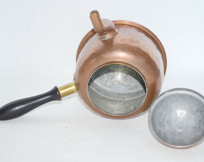 Vintage Scandinavian Copper Teapot | Hammered copper coffee maker