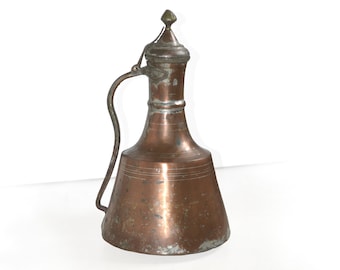 Large Antique Copper and Brass Kettle Jug Pitcher 1800s | Ottoman Islamic Persian 45cm Copper Jug Pitcher | Handmade Tin lined inside