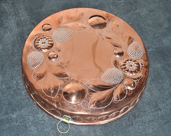Vintage Copper Cake Baking Mold | Embossed Copper Kitchen Decor | Maple Canele Charlotte Pan | Copper cookware