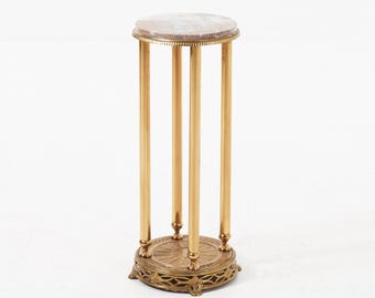 Vintage Brass Pedestal Empire style | Marble Top | Pedestal side table | Empire style Europe 1900s | Original antique | Plant Stand Console