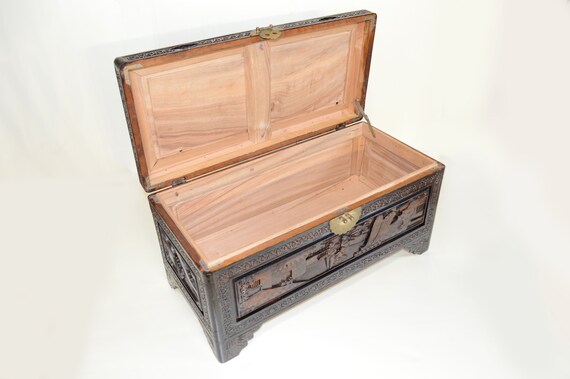 Superior Quality Asian Hand Carved Camphor Chest 29