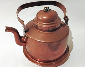 Scandinavian Copper Tea Kettle | Marked: CFL MALM 2.5 L | Rustic Kitchen Decor | Vintage Teapot | Brass Kettle tin lined inside