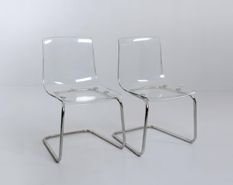 Trendy Streaming Curved Ghost Chair | Midcentury Vintage Dining Chair | Original Scandinavian Design Chair from IKEA