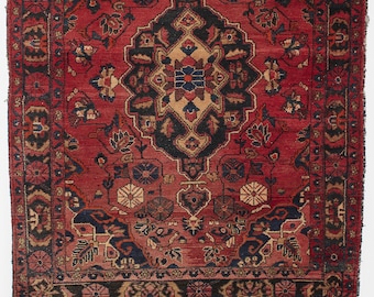 100% Wool Handmade Antique oriental rug 1960s | Carpet (153cm X 208cm)