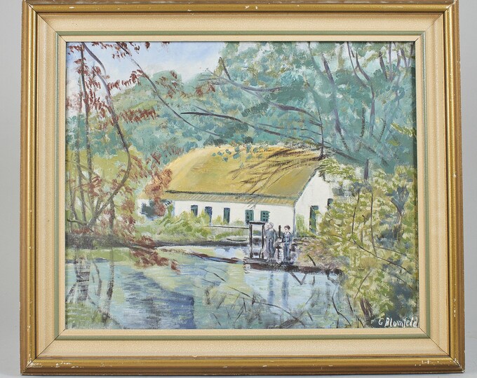 Original Vintage Oil painting on canvas | Countryside Scenery | Signed G. Blomfeld | Authentic Old Painting