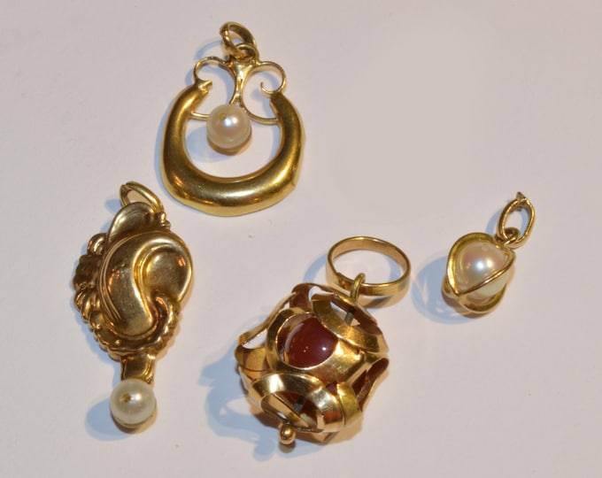 Real and Solid 18k Gold Pendant Pearl Gemstone | Sweden Vintage Quality Fine Jewelry | Scandinavian Jewelry Gold 750 Prove