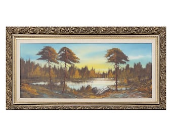 Original Oil Painting “Forest Lake” untitled by Arne Wallstein Hand Signed