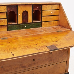 Antiker Intarsien Sekretär um 1800 Schreibtisch Möbel Masur Birken-Birke Sekretär Sekretär Schrank-Kommode Bild 2