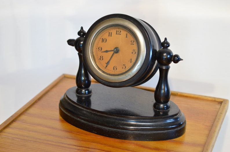 Vintage Rare Black Bakelite Table Clock | Rare Mechanical Clock Gift ...