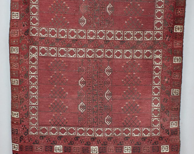 Antique Ersari Ensi Turkmen Rug | 7 x 5.5 | Oriental Carpet 207 cm X 166 cm