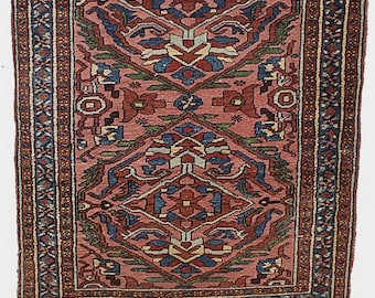 100% Wool Handmade Antique oriental rug 1900s | Carpet (100cm X 203cm)