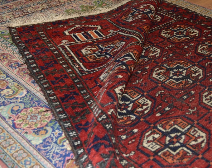 Antique Pray Carpet 1900s | 97x133cm Bochara | Oushak Rug | Nomadic Rug Bokhara