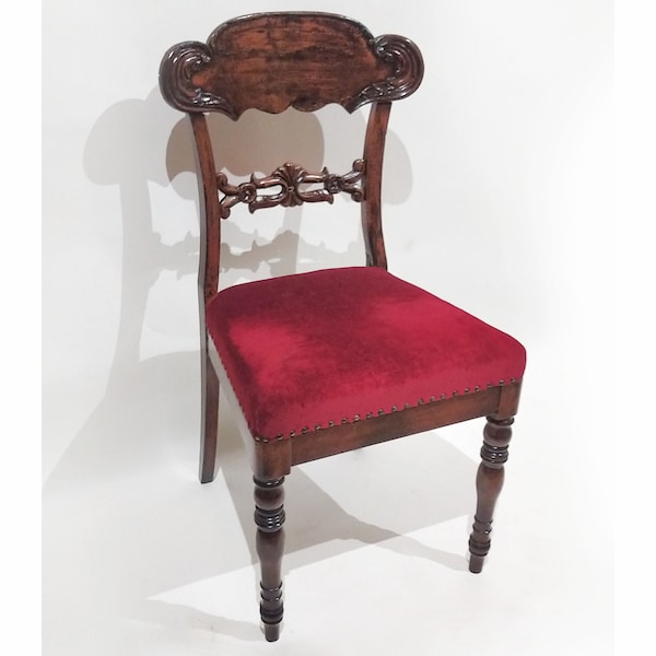 Chaise Régence Antique des années 1800 | Chaise de style | Velours rouge