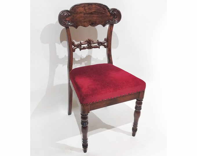 Antique Regency Chair 1800s | Chaise de Style | Red Velvet
