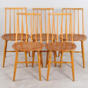 Original Scandinavian Chair &quot;Pinnstol&quot; | Vintage Mid Century Wooden Chair with Teak Seat