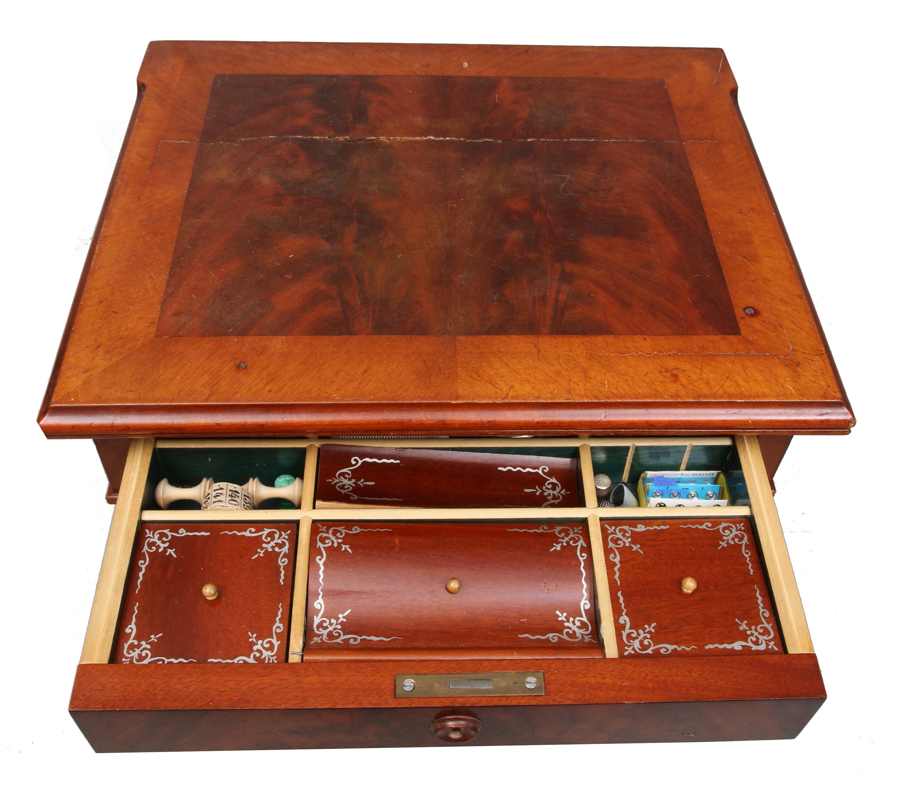 Antique sewing table 1800s Folding top Two drawers Etsy