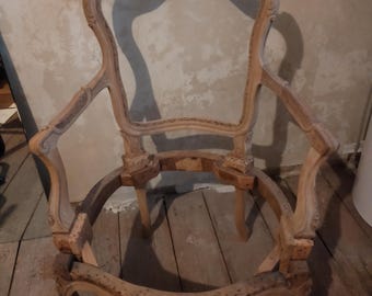 Vintage  Rococo Armchair Frame | French Louis XV Carved Rococo Armchair, 1800-1900s | Fauteuil Armchair | Chaise de Style Louis XV