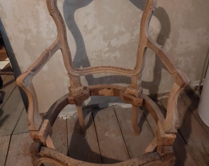 Vintage  Rococo Armchair Frame | French Louis XV Carved Rococo Armchair, 1800-1900s | Fauteuil Armchair | Chaise de Style Louis XV