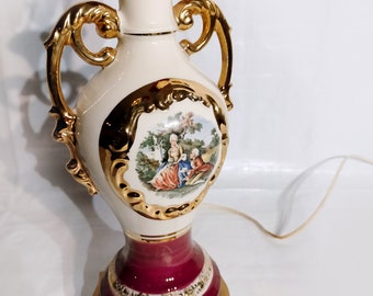 Vintage Table Lamp Ulrich Porcelain Urn Gilt 1950s