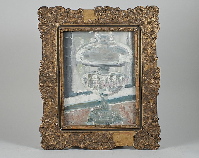 Antique Oil painting on panel 1940s | Signed "The Old Lamp" | Karl-Göte Sernius Andersson Authentic Old Painting