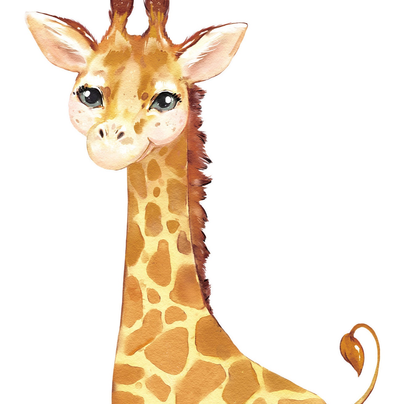 Baby Giraffe Print Safari Nursery Kids Decor Animal Wall Etsy