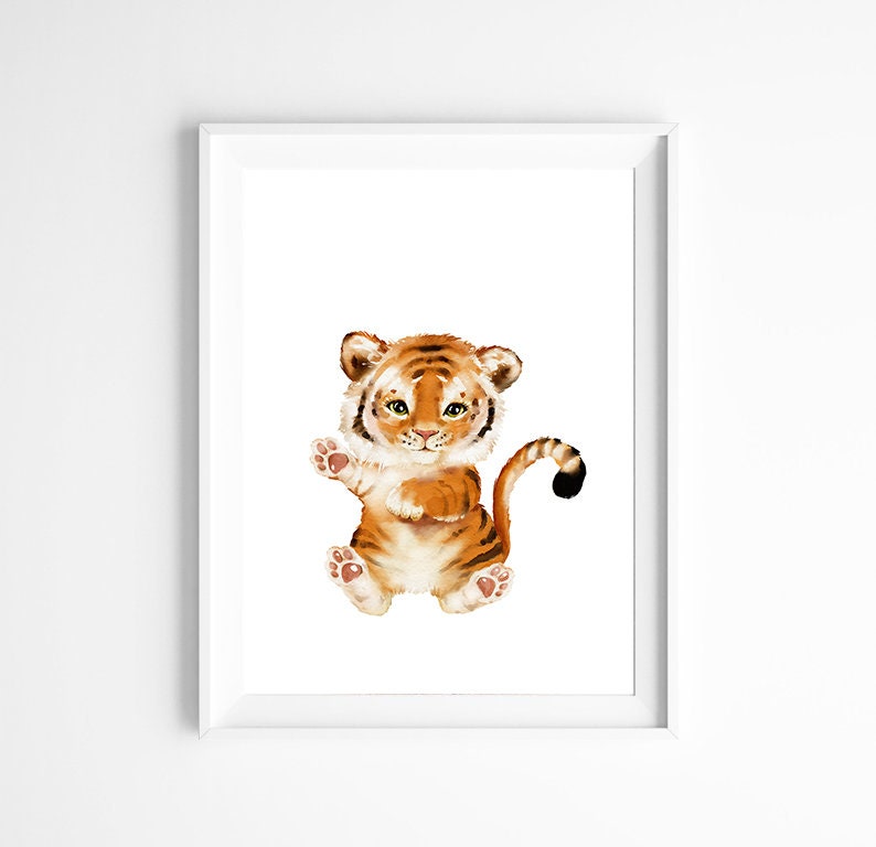 Baby Tiger Print Instant Download Cute Kids Decor Animal Wall Art Poster Tiger Nursery Safari Nursery Digital Print