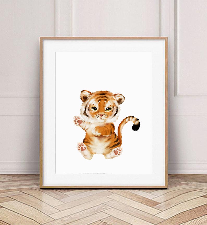 Baby Tiger Print Instant Download Cute Kids Decor Animal Wall Art Poster Tiger Nursery Safari Nursery Digital Print