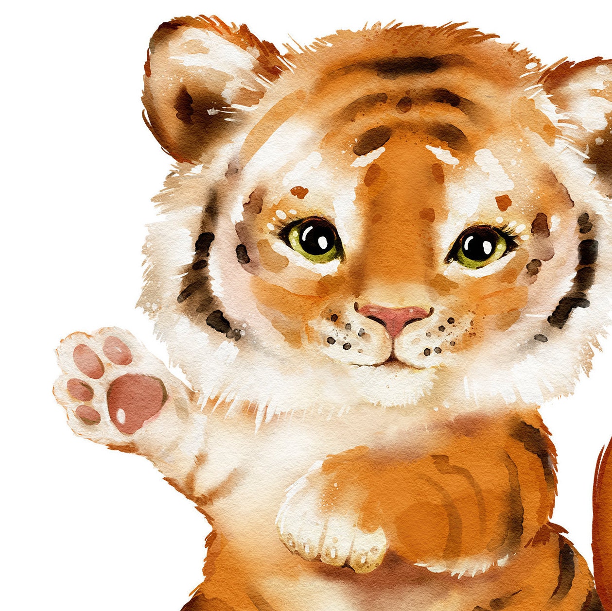 Baby Tiger Print Safari Nursery Cute Kids Decor Animal Wall Etsy Ireland