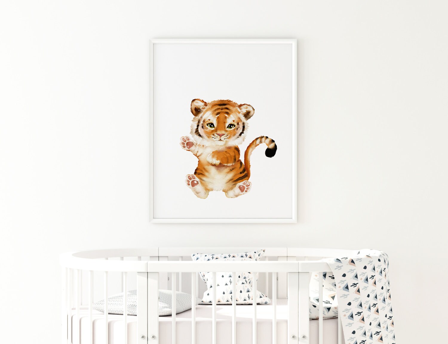 Baby Tiger Print Safari Nursery Cute Kids Decor Animal Wall Etsy Ireland