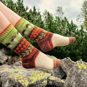 Hand knitted mushroom socks, Halloween gift