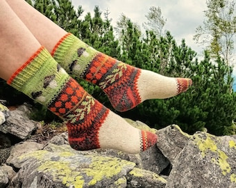 Hand knitted mushroom socks, Halloween gift