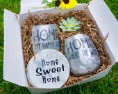 Housewarming - New Home Gift Box with Wine Glasses - Coasters - Succulent