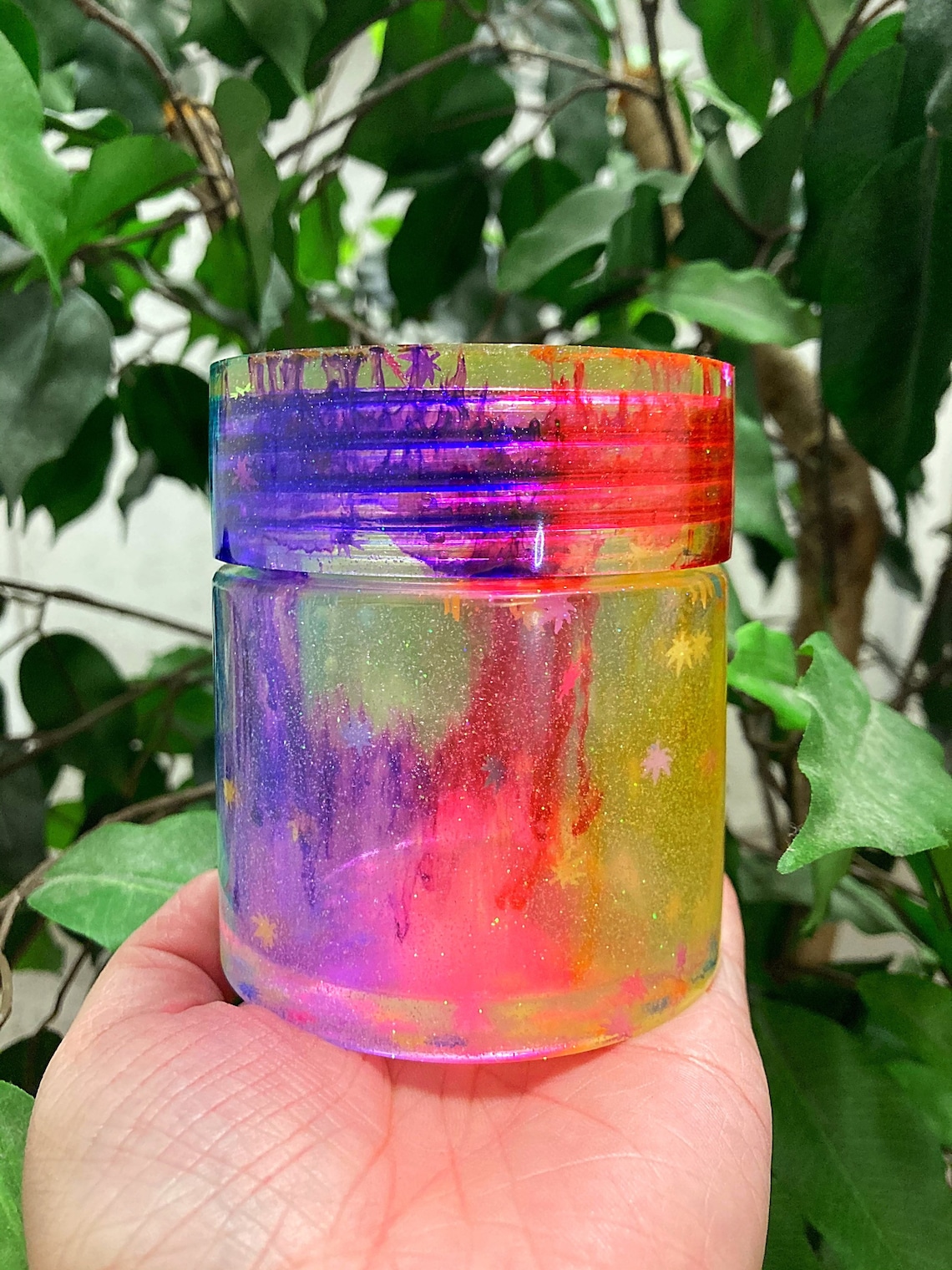 Resin Jar Stash Jar Herb Jar Resin Glitter Rainbow Etsy