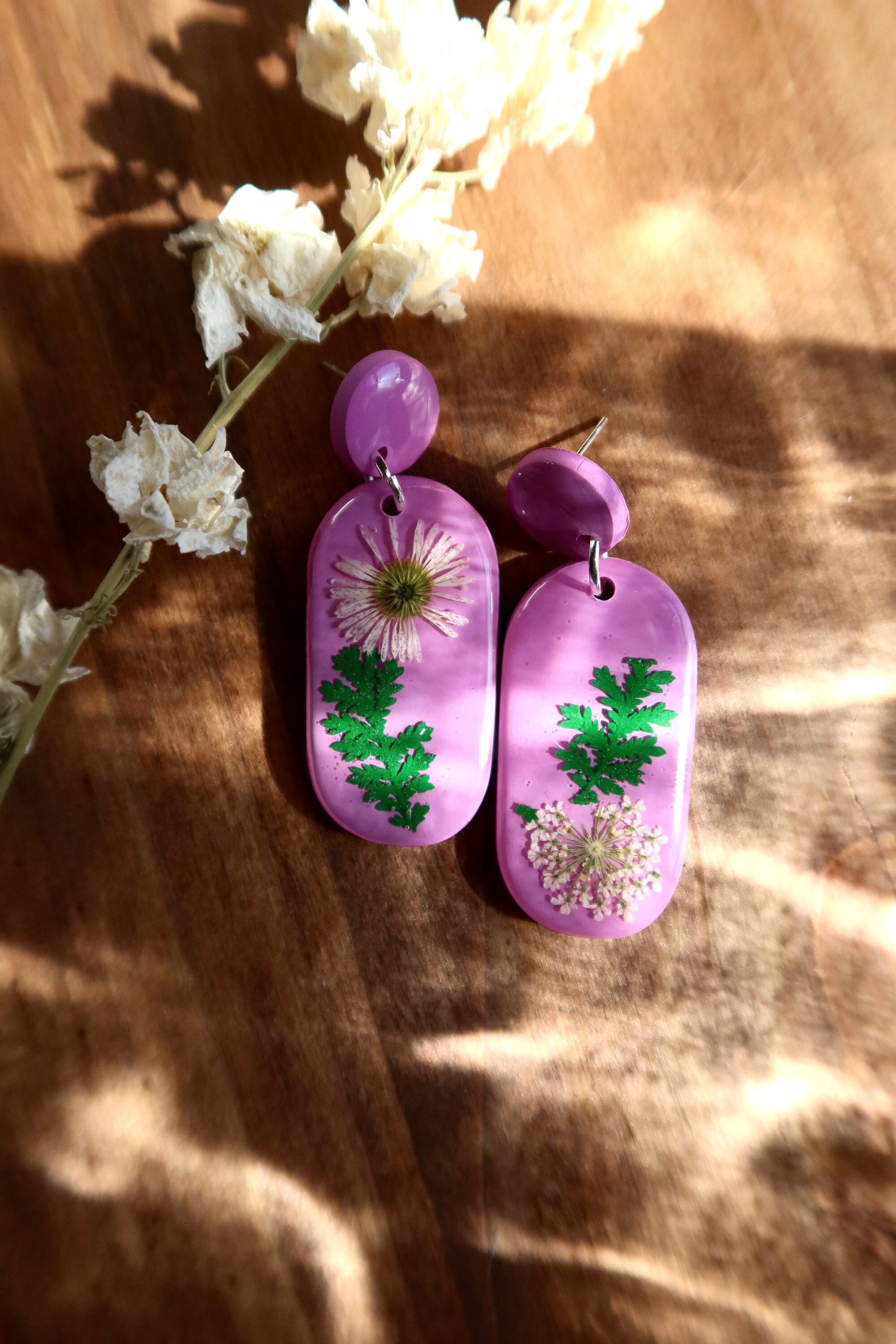 Flower Earring Summer Earrings Dried Flower Earring Etsy