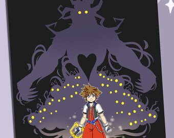 Sora and Darkside Mini Print / Holographic / Kingdom Hearts Fanart