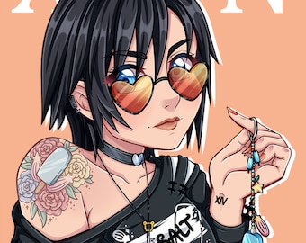 Hipster Xion Medium Print / Kingdom Hearts Fanart