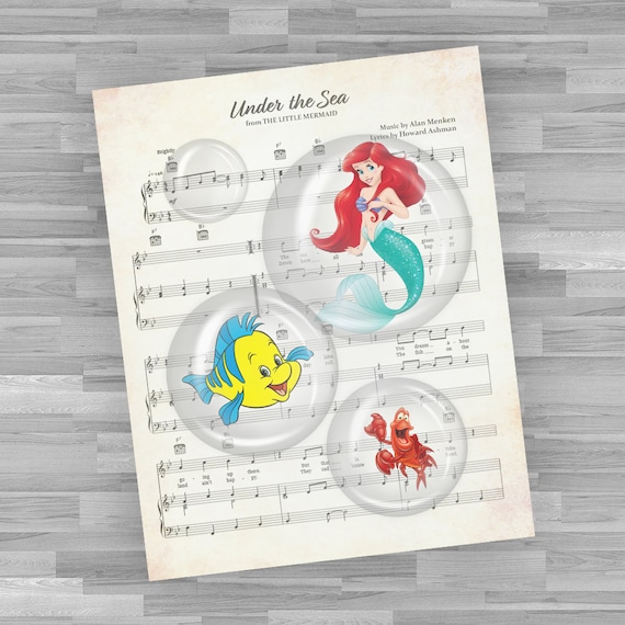 Ariel Sebastian and Prince Eric Princess Ariel Little Mermaid Inspirational Nursery Decor Wall Art Print Flounder