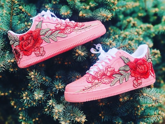 pink air force ones with flowers