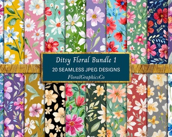 Ditsy Floral Pattern Bundle, Seamless Ditsy Floral Prints, Ditsy Floral Digital Paper, Floral textile design, Floral prints, backgrounds