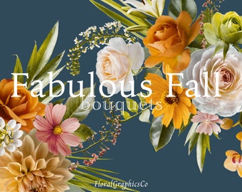 Fall Floral Bouquet Clipart, Floral Arrangement Graphics, Real Flower, Autumn clipart, Fall graphics, png arrangement, fabf