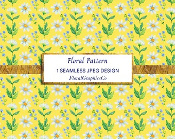 INSTANT DOWNLOAD - Yellow wildflower pattern, seamless design, repeat pattern, wildflower floral surface pattern, summer surface design