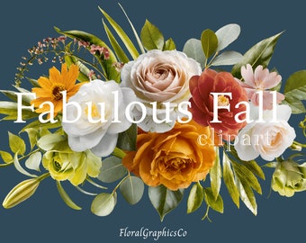 INSTANT DOWNLOAD - Fall clipart, Fall Flower Clipart, Floral elements, Floral Graphics, real flowers, Fall graphics, fabf